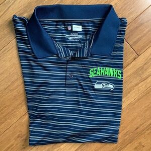 NEW SEAHAWKS NFL Navy/Gray Striped polo sz XL